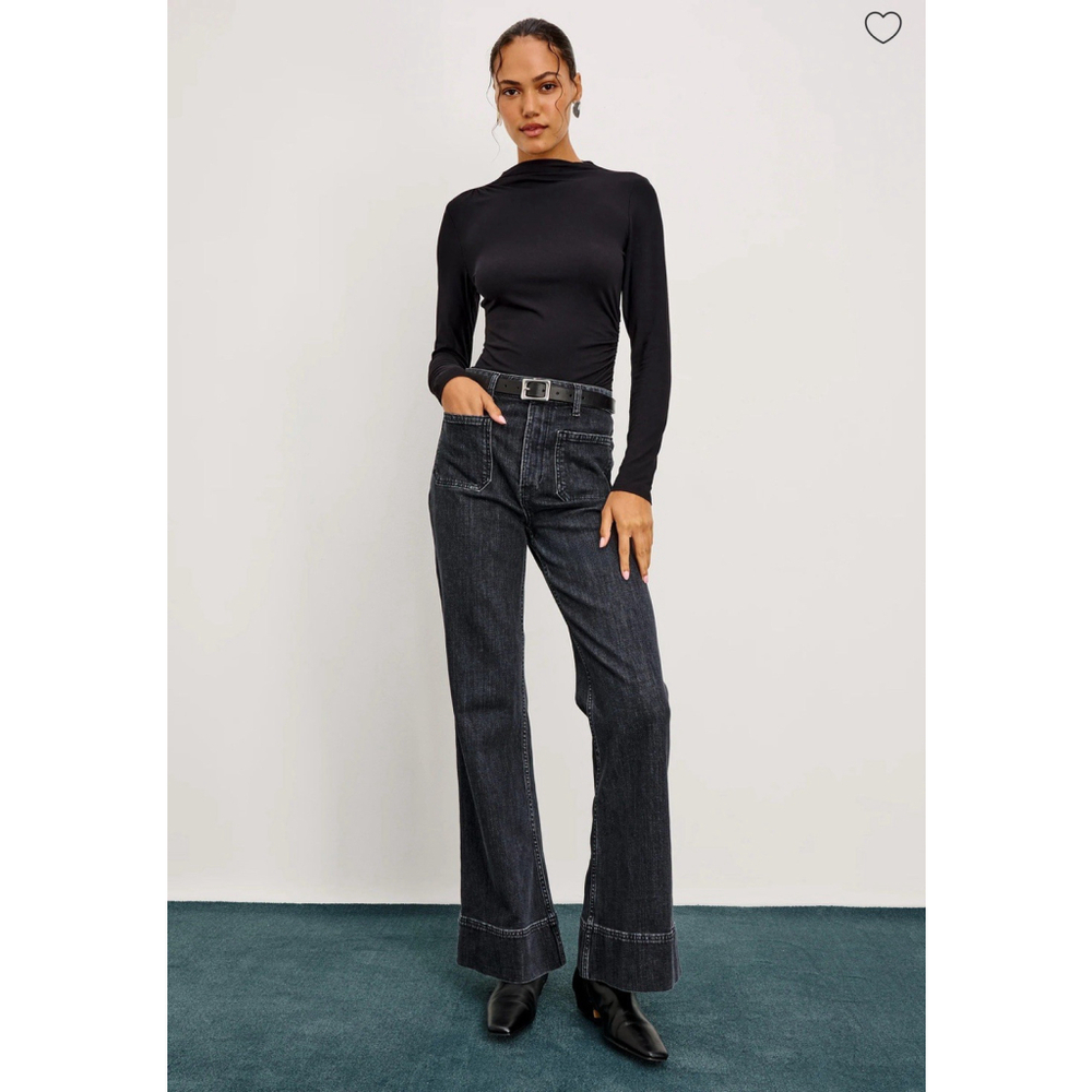 $228 Rails NWT The Alamitos High Rise Flare Trousers Black Pearl Wide Leg 32x31